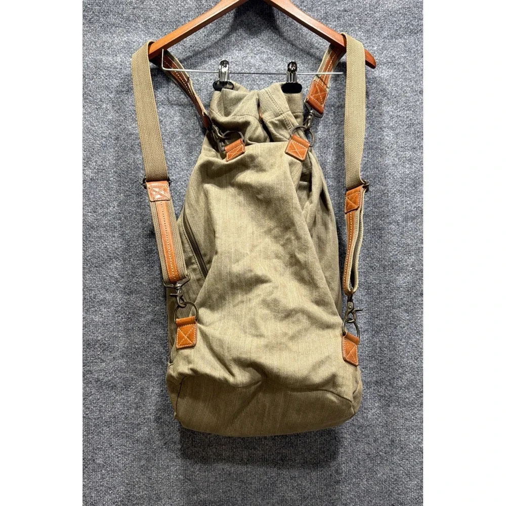 VINTAGE UNISON DEPT Military Style Canvas Leather Backpack Rucksack Japan Made
